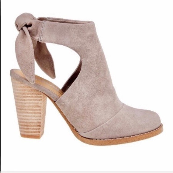 Splendid Danae Booties Shooties Shoes Stacked Heel Gray Grey Suede Tie Back 6.5 - Picture 2 of 9